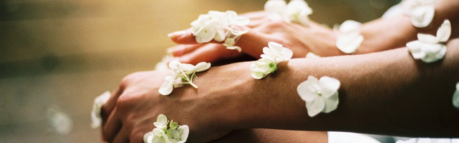 person surrounded by white flowers